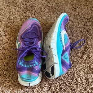 Nike Purple and Teal Knit Running Sneakers